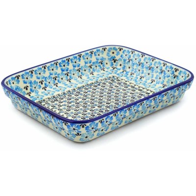 Polish Pottery Rectangular Baker 10" Pansy Plenty
