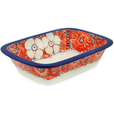 Polish Pottery Rectangular Baker 10&quot; Peachy Keen UNIKAT