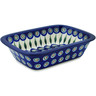 Polish Pottery Rectangular Baker 10&quot; Peacock Leaves