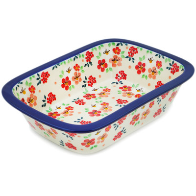 Polish Pottery Rectangular Baker 10&quot; Pink Divinity UNIKAT