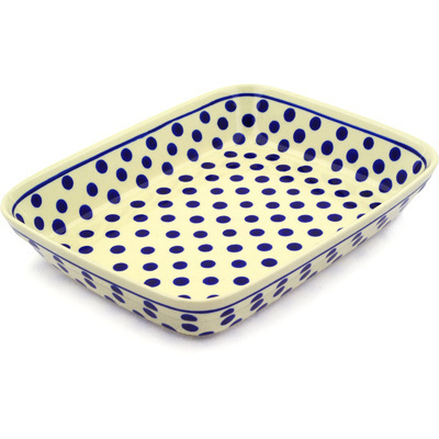 Polish Pottery Rectangular Baker 10" Polka Dot