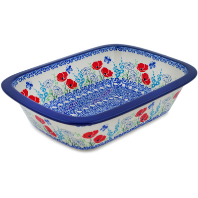Polish Pottery Rectangular Baker 10" Poppy Happiness