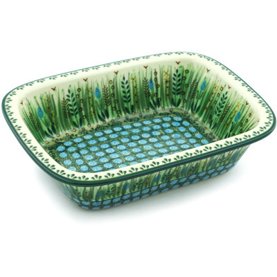 Polish Pottery Rectangular Baker 10&quot; Prairie Land UNIKAT