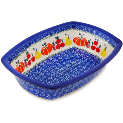 Polish Pottery Rectangular Baker 10" Pumpkin Garden