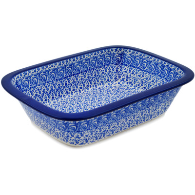 Polish Pottery Rectangular Baker 10&quot; Raindrops UNIKAT