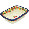 Polish Pottery Rectangular Baker 10" Red Poppy Chain