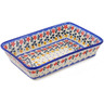 Polish Pottery Rectangular Baker 10&quot; Red Sunflower