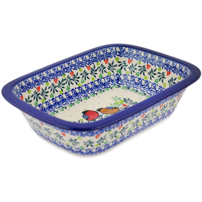 Polish Pottery Rectangular Baker 10&quot; Robin &amp; Wren UNIKAT