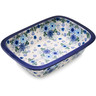 Polish Pottery Rectangular Baker 10" Soft Starry Flowers UNIKAT