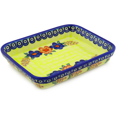 Polish Pottery Rectangular Baker 10" Sunny Branches