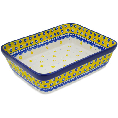 Polish Pottery Rectangular Baker 10&quot; Sunshine Daisies