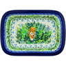 Polish Pottery Rectangular Baker 10&quot; Tiger Green Jungle UNIKAT