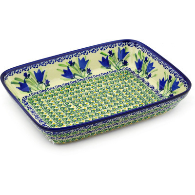 Polish Pottery Rectangular Baker 10" Tulip Fields UNIKAT
