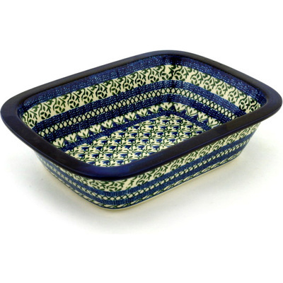Polish Pottery Rectangular Baker 10&quot; Tulip Trellis