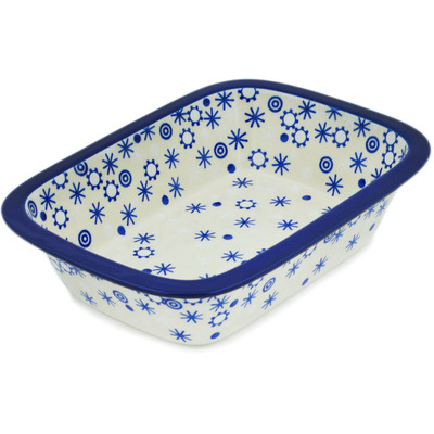 Polish Pottery Rectangular Baker 10&quot; Twinkle In The Frost