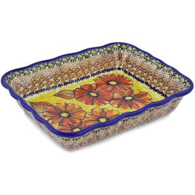 Polish Pottery Rectangular Baker 10&quot; UNIKAT