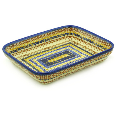 Polish Pottery Rectangular Baker 10&quot; UNIKAT