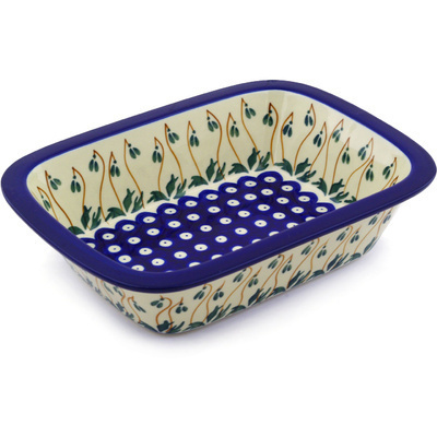 Polish Pottery Rectangular Baker 10" Weeping Bells