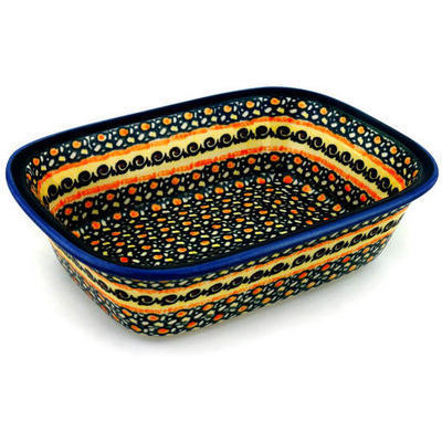 Polish Pottery Rectangular Baker 10" Western Sunrise
