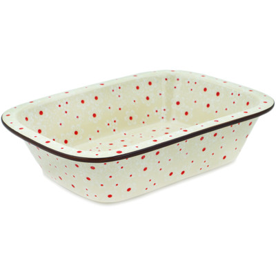 Polish Pottery Rectangular Baker 10" White Blossoms