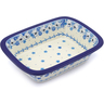 Polish Pottery Rectangular Baker 10" White Pansy