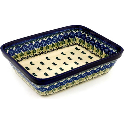 Polish Pottery Rectangular Baker 10&quot; Wondering Leaves