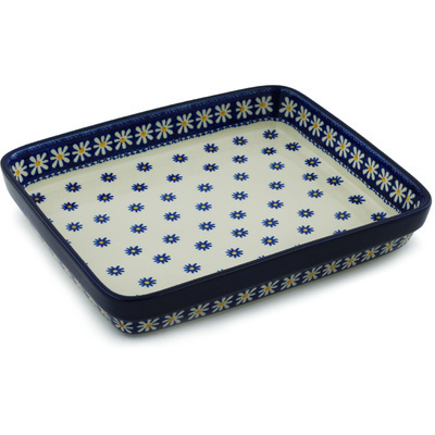Polish Pottery Rectangular Baker 11&quot; Asters And Daisies