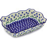 Polish Pottery Rectangular Baker 11" Bleeding Heart Peacock