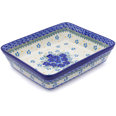 Polish Pottery Rectangular Baker 11" Blue Dreams