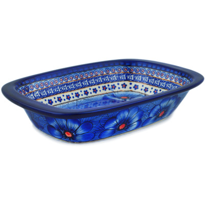 Polish Pottery Rectangular Baker 11&quot; Blue Heaven UNIKAT