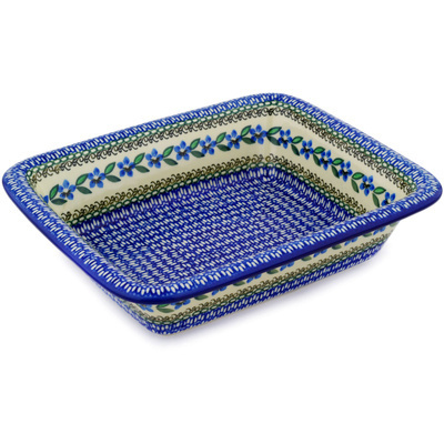 Polish Pottery Rectangular Baker 11&quot; Blue Rolf Fiedler