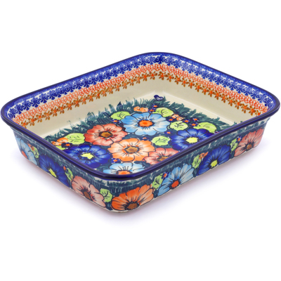 Polish Pottery Rectangular Baker 11" Butterfly Splendor UNIKAT