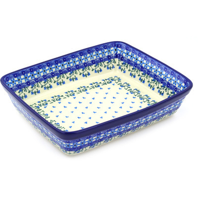 Polish Pottery Rectangular Baker 11" Dancing Vines