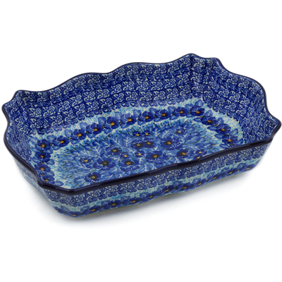 Polish Pottery Rectangular Baker 11" Deep Winter UNIKAT