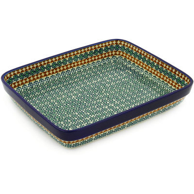 Polish Pottery Rectangular Baker 11&quot; Earthy Mosaic