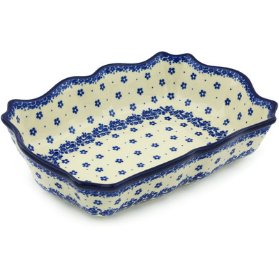 Polish Pottery Rectangular Baker 11&quot; Falling Petals