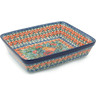 Polish Pottery Rectangular Baker 11&quot; Fiery Bouquet UNIKAT