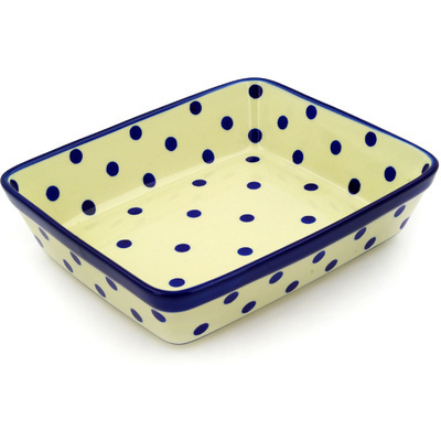 Polish Pottery Rectangular Baker 11" Happy Dots