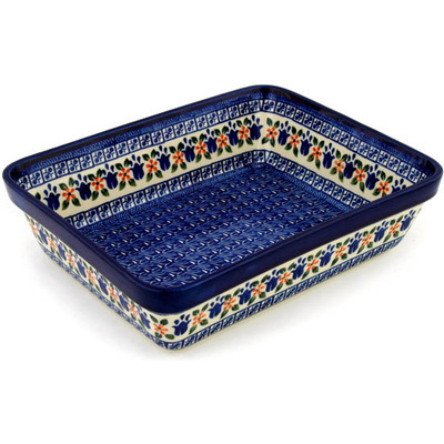 Polish Pottery Rectangular Baker 11" Holland Tulips