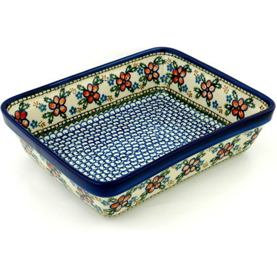 Polish Pottery Rectangular Baker 11&quot; Lancaster Rose