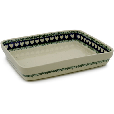 Polish Pottery Rectangular Baker 11" Light Hearted
