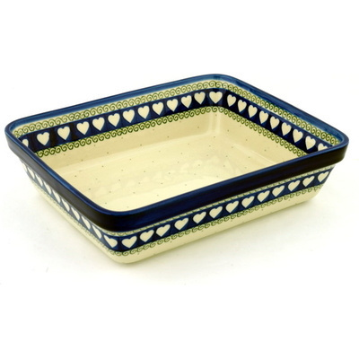 Polish Pottery Rectangular Baker 11" Light Hearted