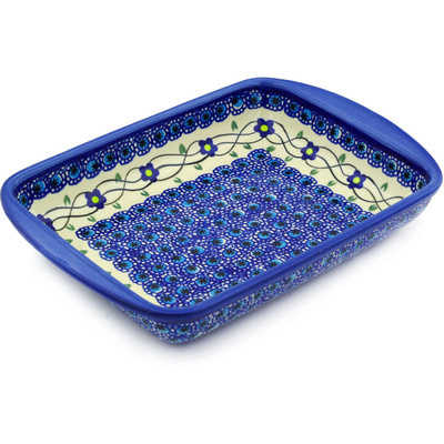 Polish Pottery Rectangular Baker 11" Marguerite Daisy
