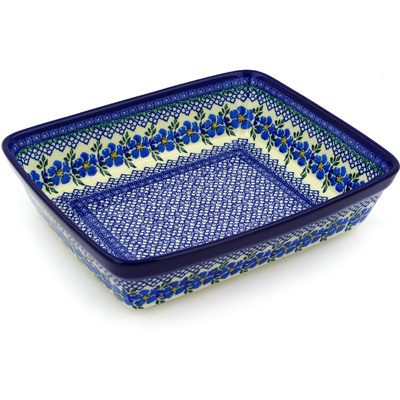 Polish Pottery Rectangular Baker 11" Morning Glory
