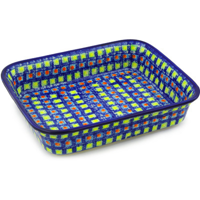 Polish Pottery Rectangular Baker 11" Mosaic Tile