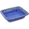 Polish Pottery Rectangular Baker 11&quot; Peacock Feather
