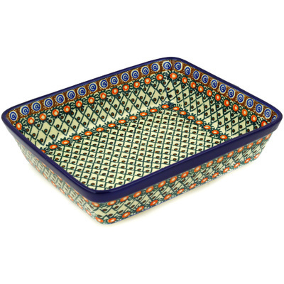 Polish Pottery Rectangular Baker 11&quot; Polish Basket UNIKAT