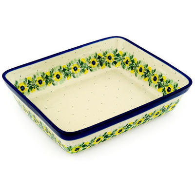 Polish Pottery Rectangular Baker 11&quot; Polish Wreath