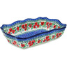Polish Pottery Rectangular Baker 11" Red Pansy