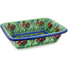 Polish Pottery Rectangular Baker 11&quot; Rooster Parade UNIKAT